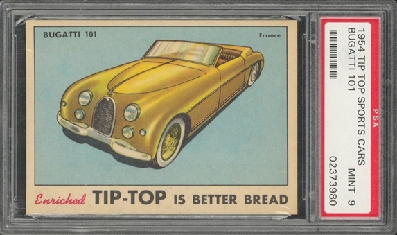 1954 Tip-Top Bread "Sports Cars" Bugatti 101 – PSA MINT 9 "1 of 1!"